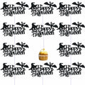 Totelux Halloween Cake Toppers 10Pcs Black Pumpkin Bat Ghost Glitter