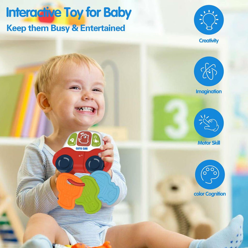 Baby Teething Toys Montessori Sensory Car Key Teether Music Light 0-18M