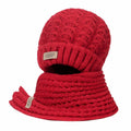 Wander Agio Women's Wool Knit Beanie & Scarf Set Thick Warm Red 6pc