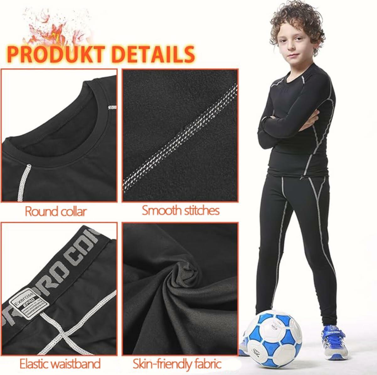 Muzikin Kids Thermal Underwear Set Fleece-Lined Warm Moisture-Wicking Size 26