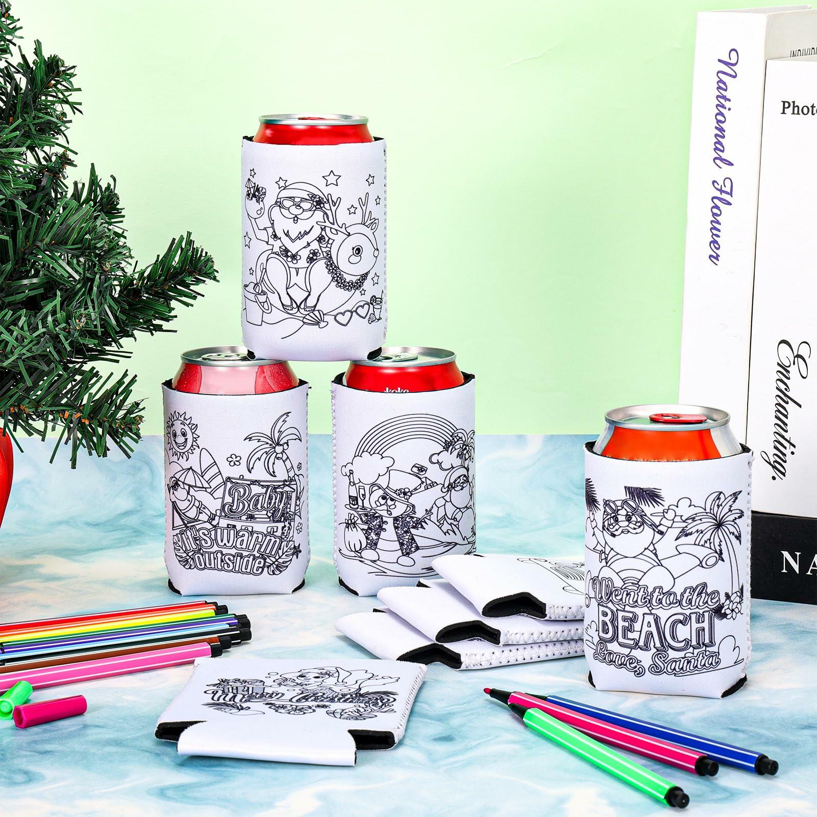 HOWAF 8pcs Christmas Coloring Crafts Sleeves for Kids Tropical Fun