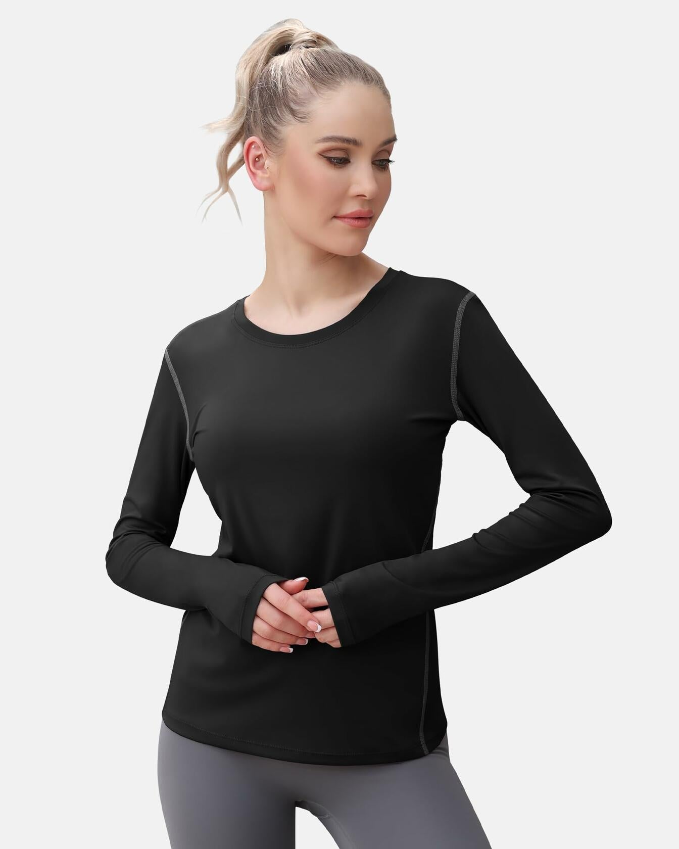 WANAYOU Women's Compression Dry Fit Long Sleeve Shirt 3 Pack Black Size S