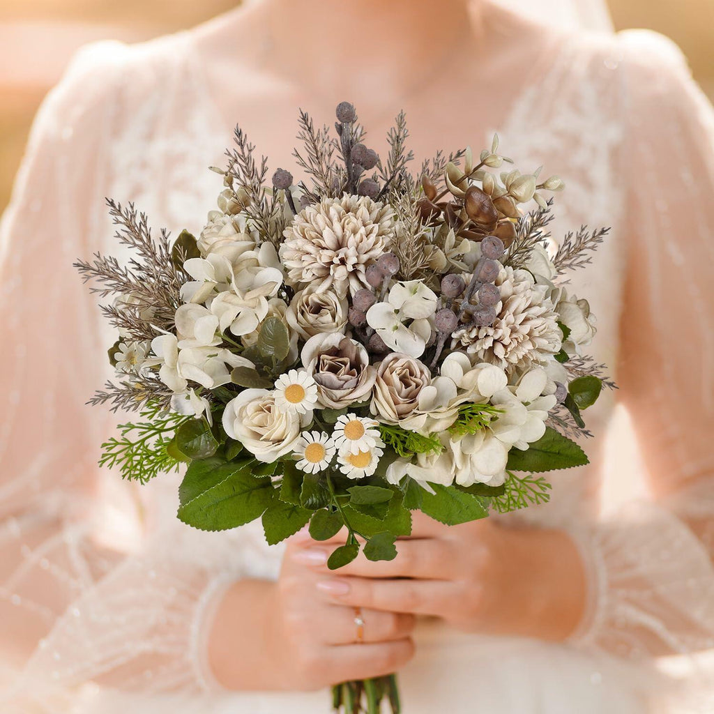 Kimkusia Silk Artificial Flowers Bridal Wedding Decor Bouquet Faux Silk Roses