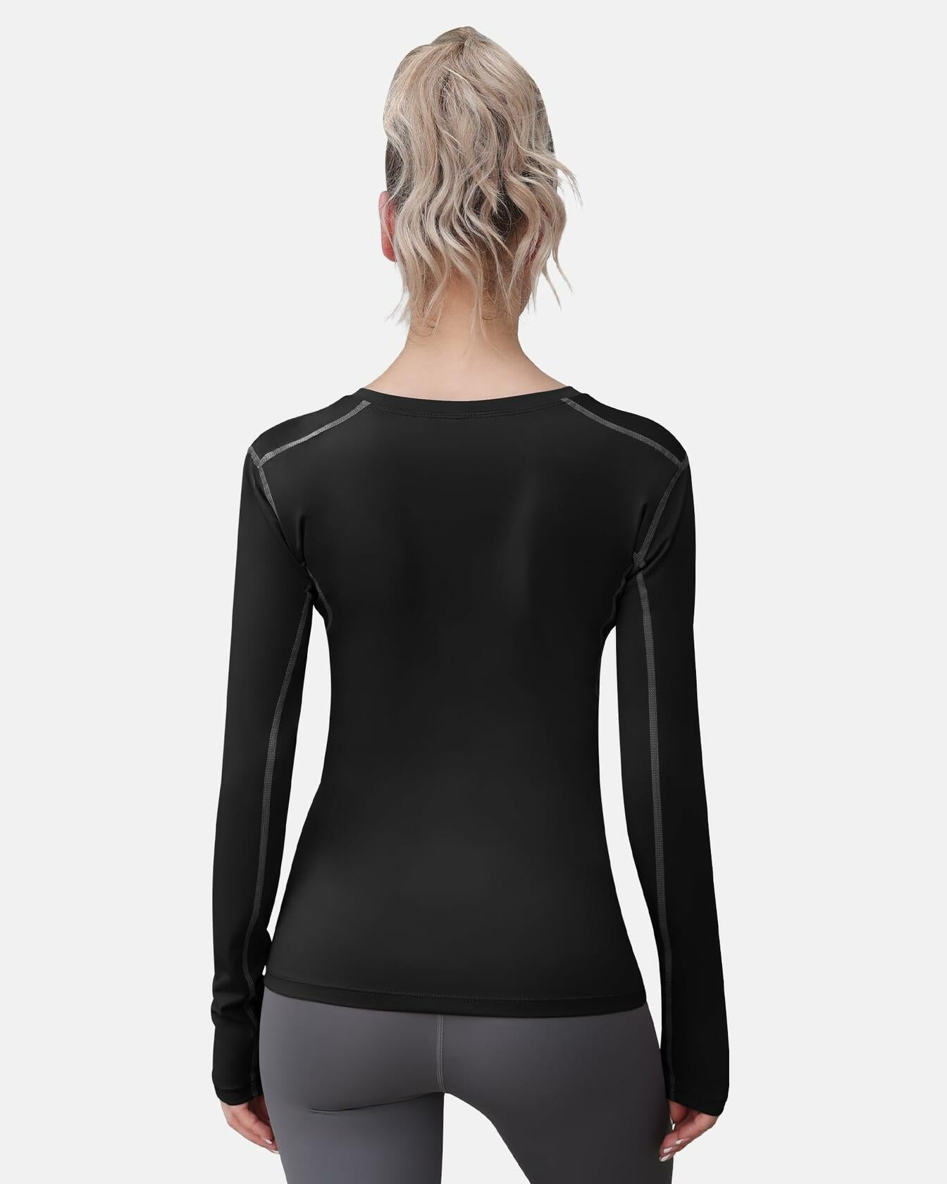 WANAYOU Women's Compression Dry Fit Long Sleeve Shirt 3 Pack Black Size S