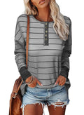 EVALESS Womens Brown Waffle Knit Henley Top Long Sleeve Size XS