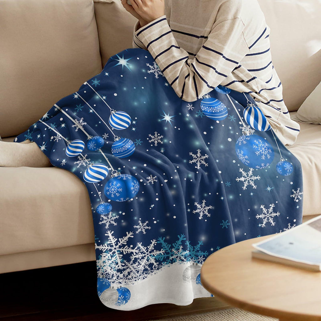 Blue Snowflake Christmas Throw Blanket Soft Cozy Fleece 40x60 Inch
