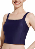 baleaf Women's Swim Top Tankini Square Neck Built-in Bra Navy Blue Size 38