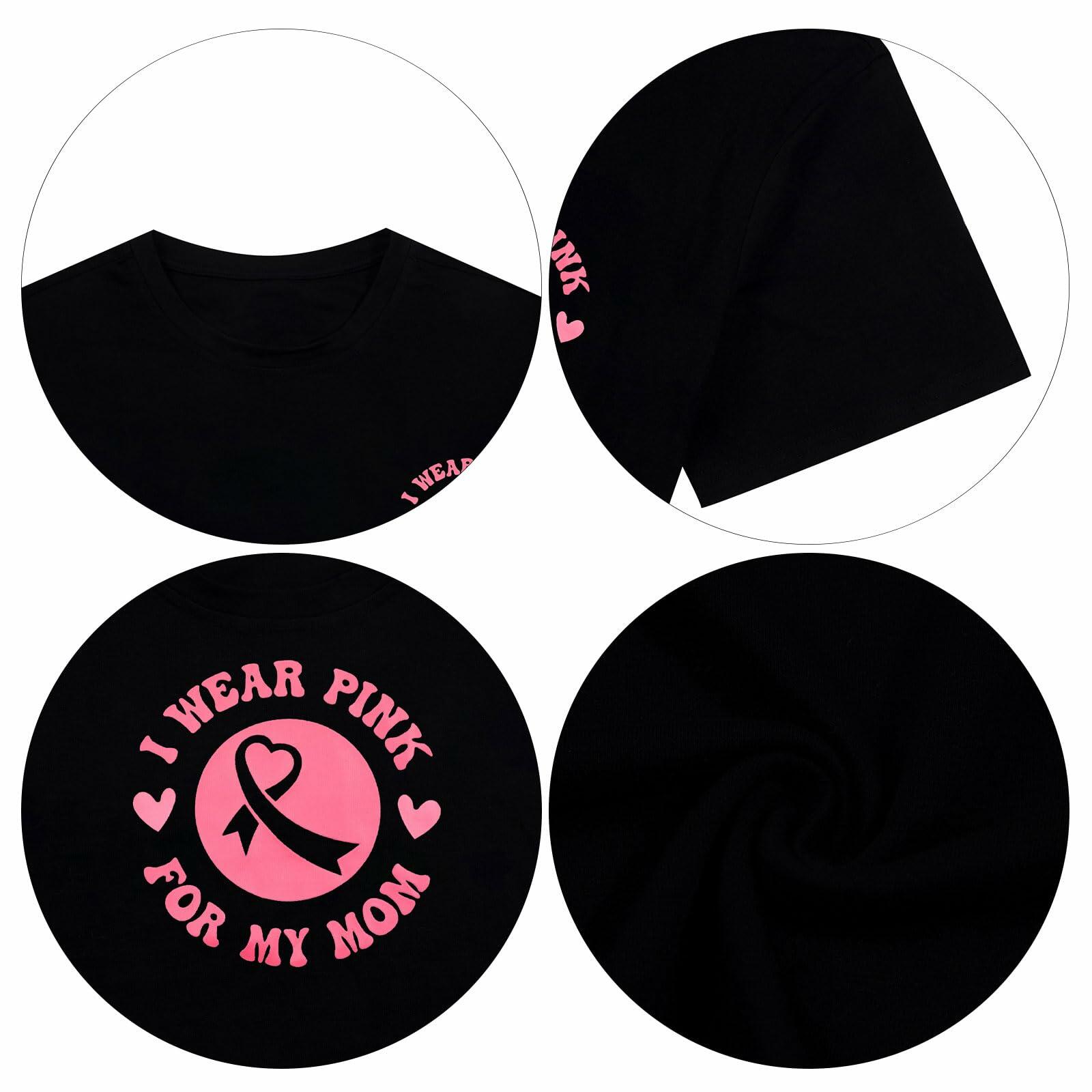 FASHGL I Wear Pink for My Mom Breast Cancer Awareness T-Shirt Pink Size M