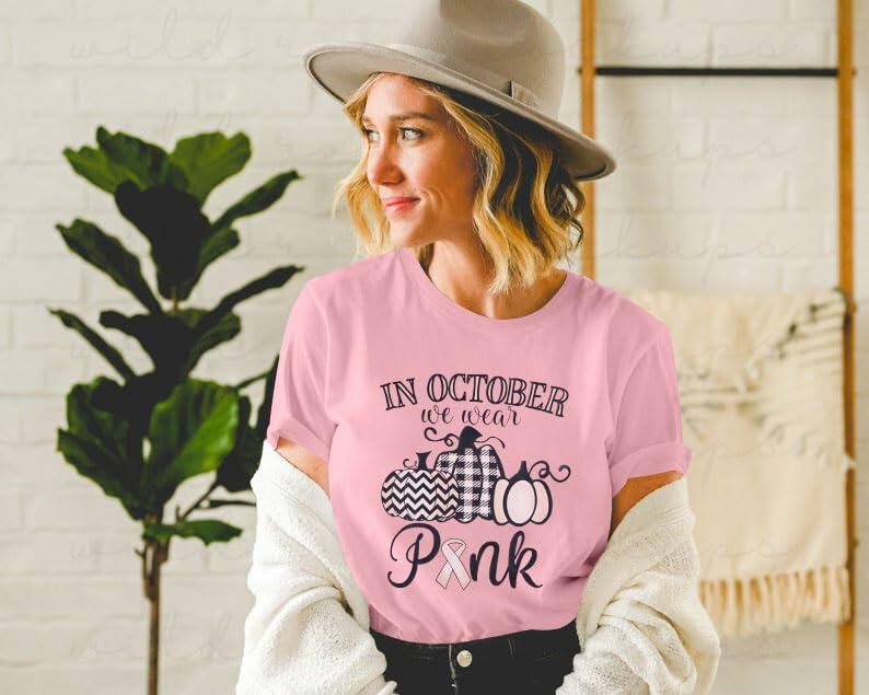 FASHGL I Wear Pink for My Mom Breast Cancer Awareness T-Shirt Pink Size S