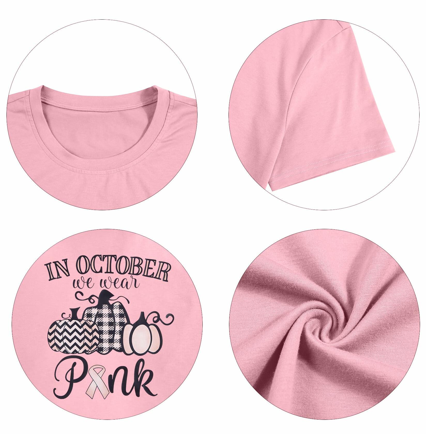 FASHGL I Wear Pink for My Mom Breast Cancer Awareness T-Shirt Pink Size S