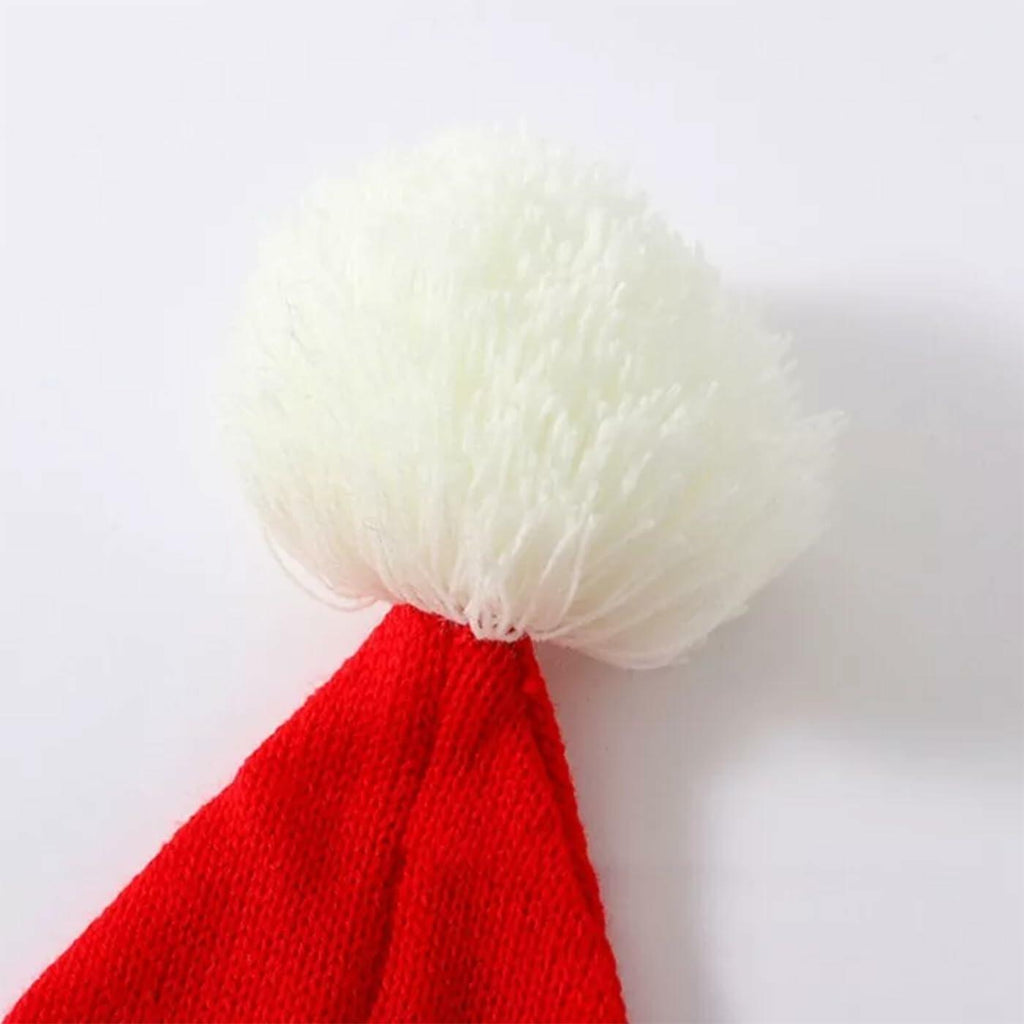 INOGIH Christmas Santa Hat Knitted Beanie Pom Pom Winter Cap Unisex - Size M
