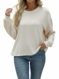 Nfsion Womens Casual Long Sleeve Crewneck Ribbed Shirt Apricot Size S