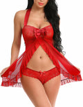 Ababoon Women Lingerie Sexy Babydoll Lace Chemise Nightwear, Dark Red S