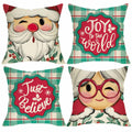 Fjfz Christmas Santa Mrs Claus Throw Pillow Covers 20x20 Green Set of 4