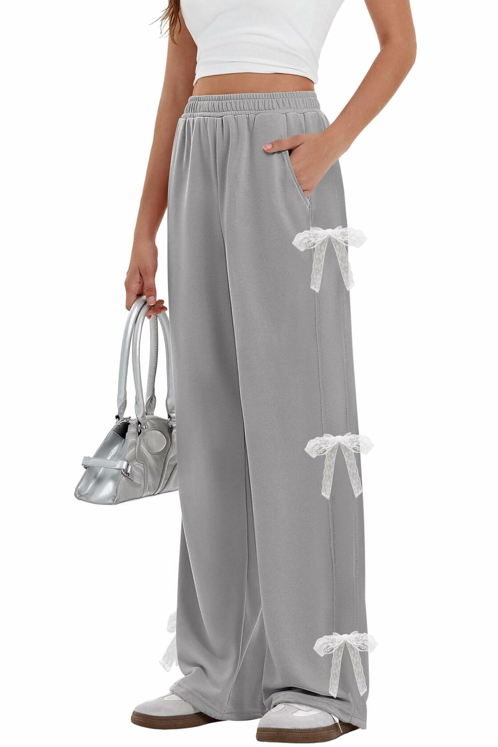 Yousify Women's Wide Leg Sweatpants High Waisted Baggy with Pockets - Size XXL