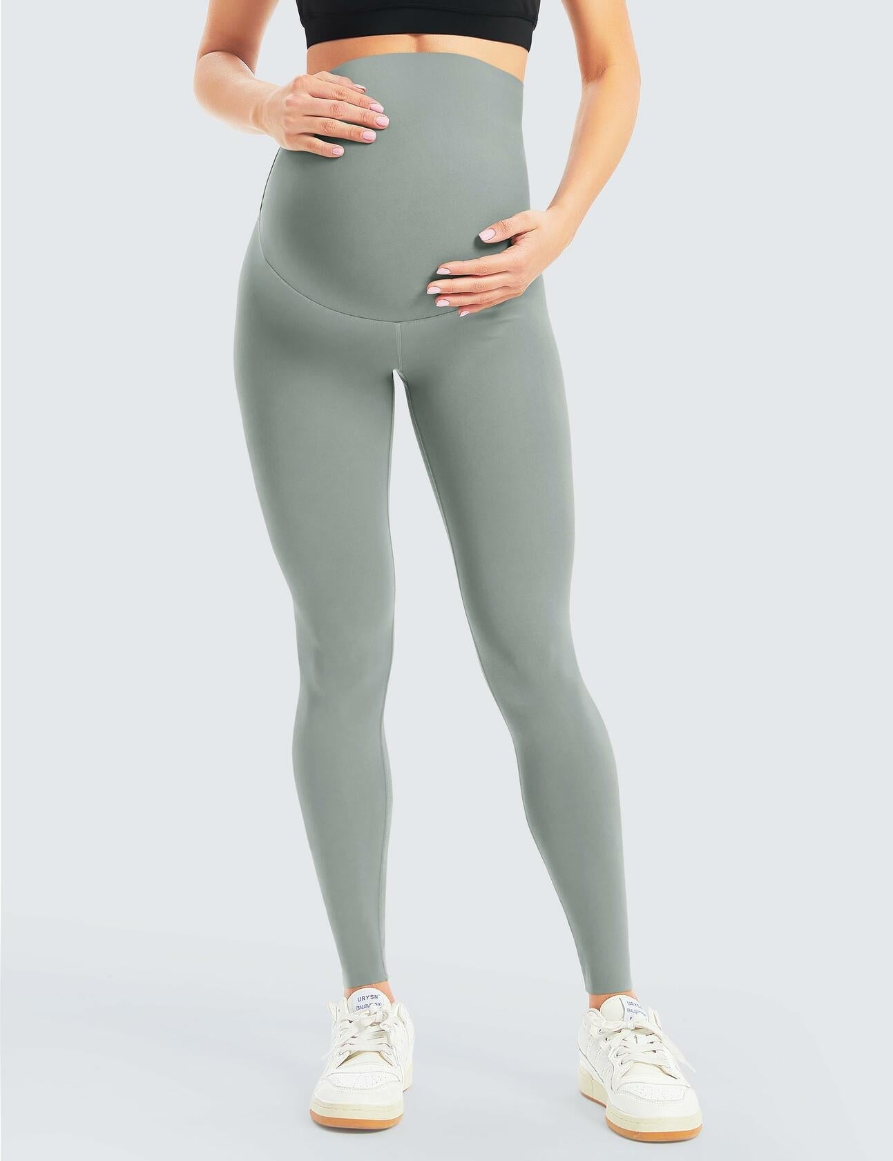 BONVIGOR Women's Maternity Leggings Over Belly Bump Full Length Yoga Pants - L