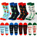Suhine Women's Christmas Cactus Crew Socks Holiday Gifts 4 Pairs - One Size