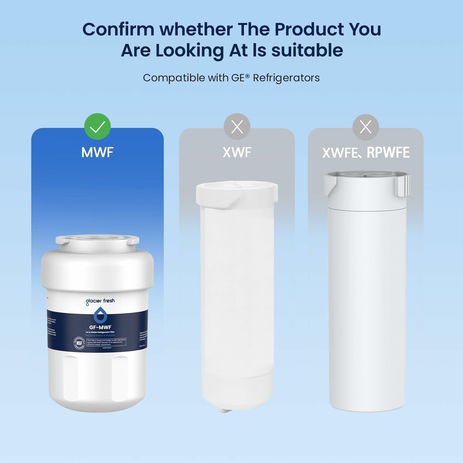 GLACIER FRESH MWF Refrigerator Water Filter SmartWater 1 Pack