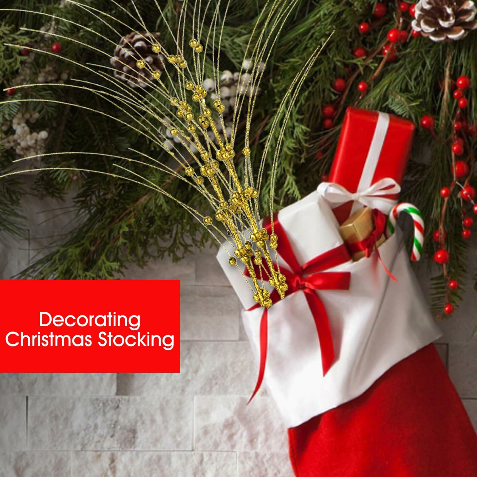 28in 10PCS Artificial Glitter Stem Christmas Ornaments DIY Decor