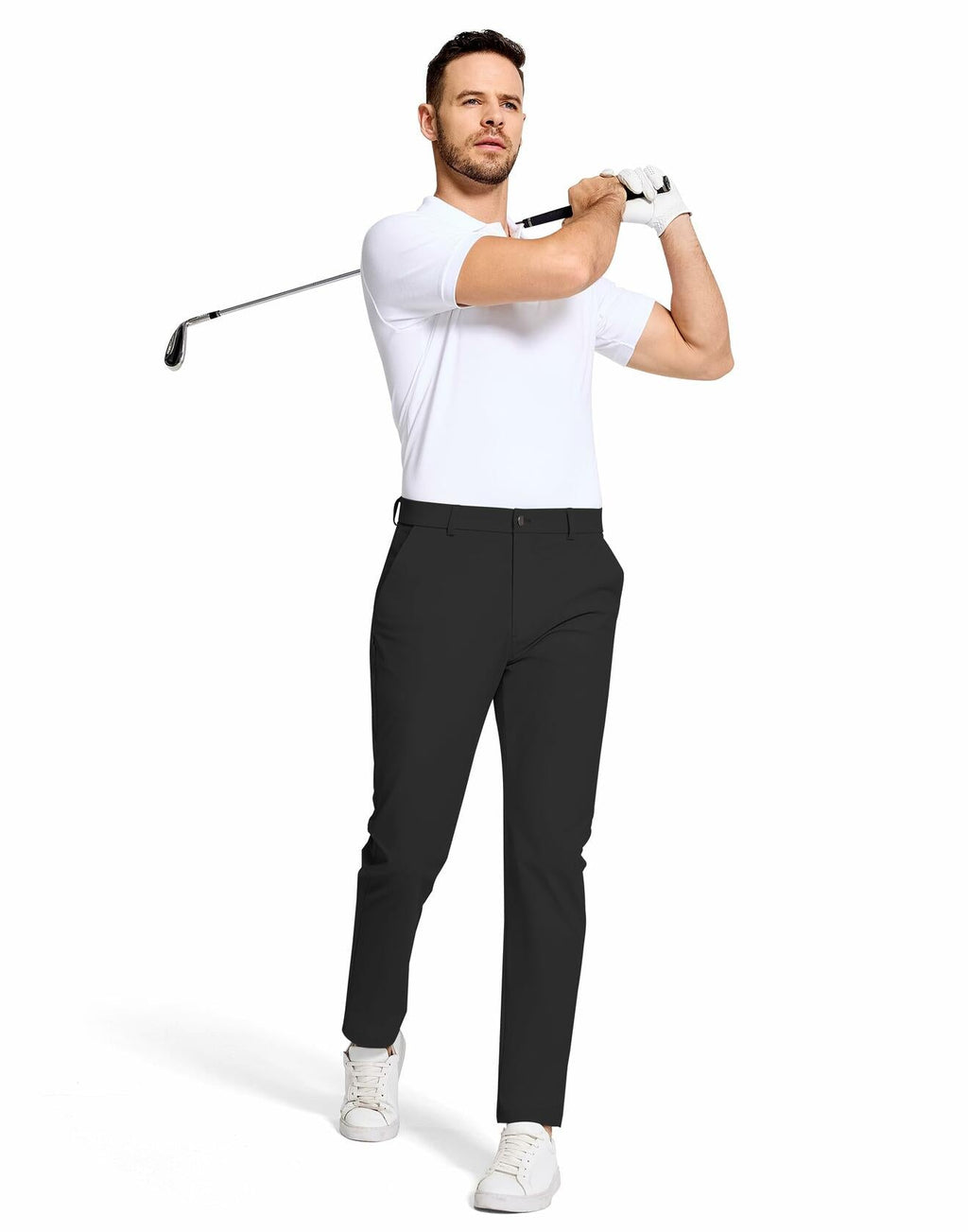 SERAMY Mens Golf Dress Pants Slim Fit Stretch Quick Dry Light Khaki Size 35