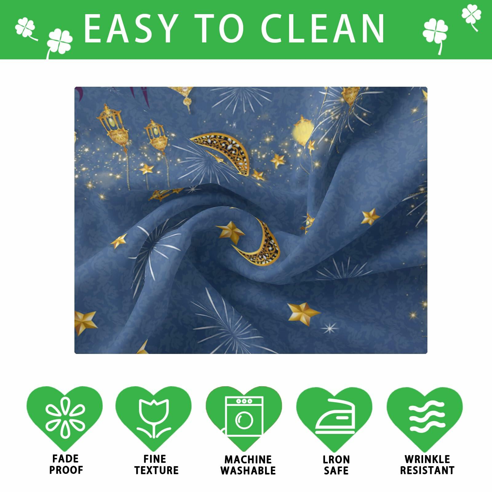 BOTB Eid Al-Fitr Ramadan Tablecloth Green Castle Lantern 60x84 Inch