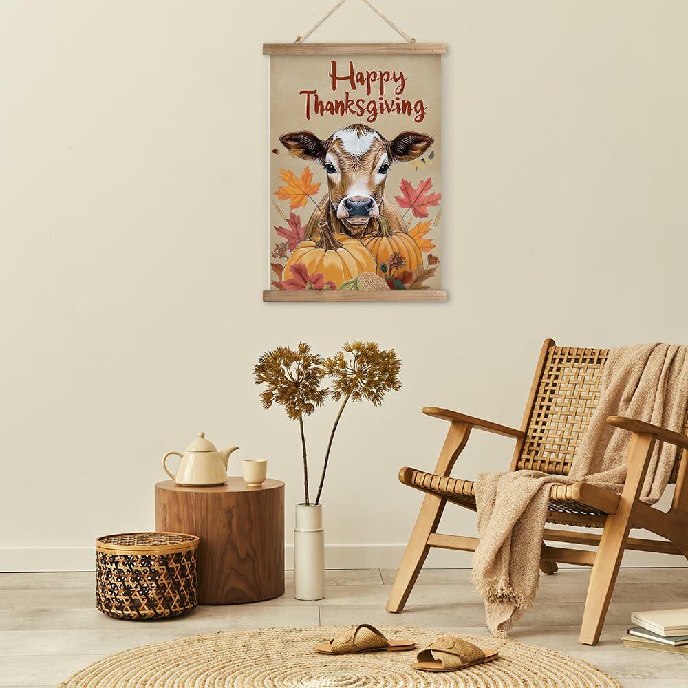 XIAOAIKA Vintage Autumn Harvest Poster Sunflowers Pumpkins 16x23 Linen Canvas
