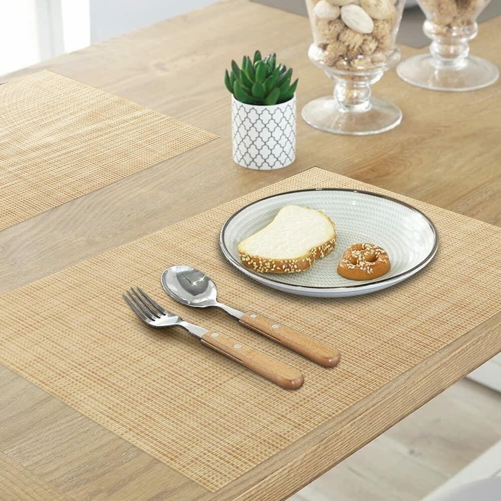 homEdge PVC Non-Slip Heat Resistant Placemats Set of 4 Beige