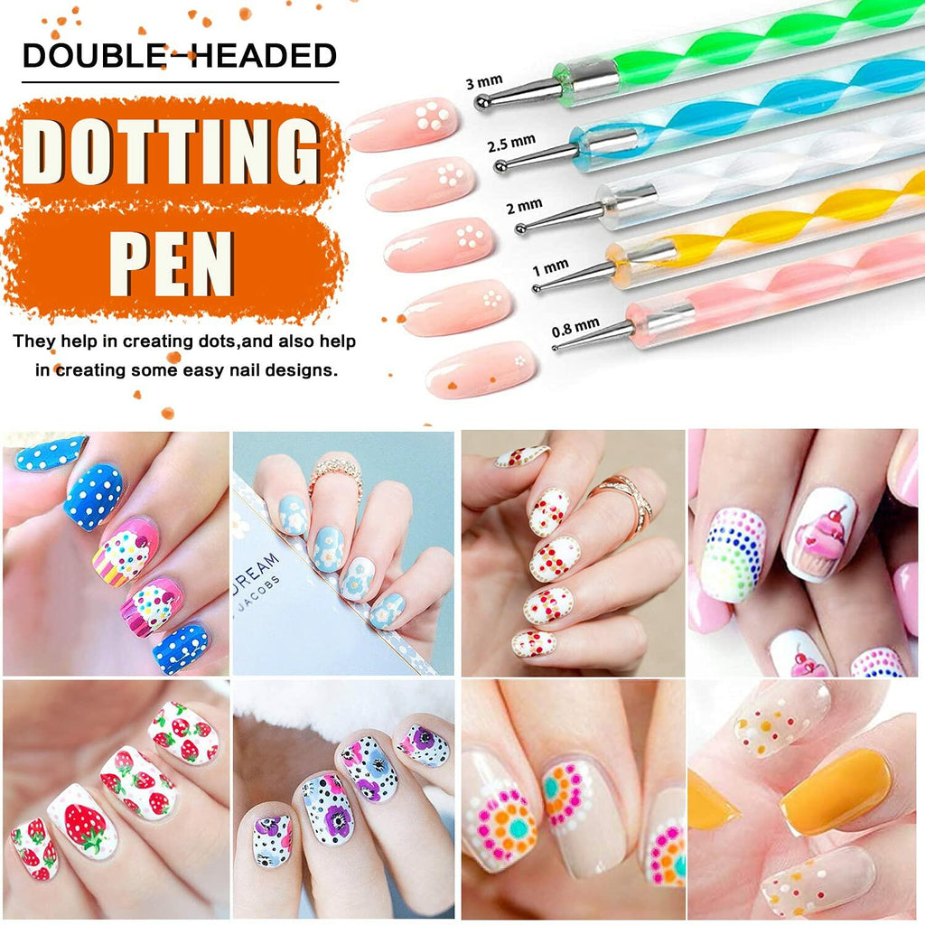 JOYJULY Nail Art Brushes Kit with Rhinestones Stickers Glitters Multi