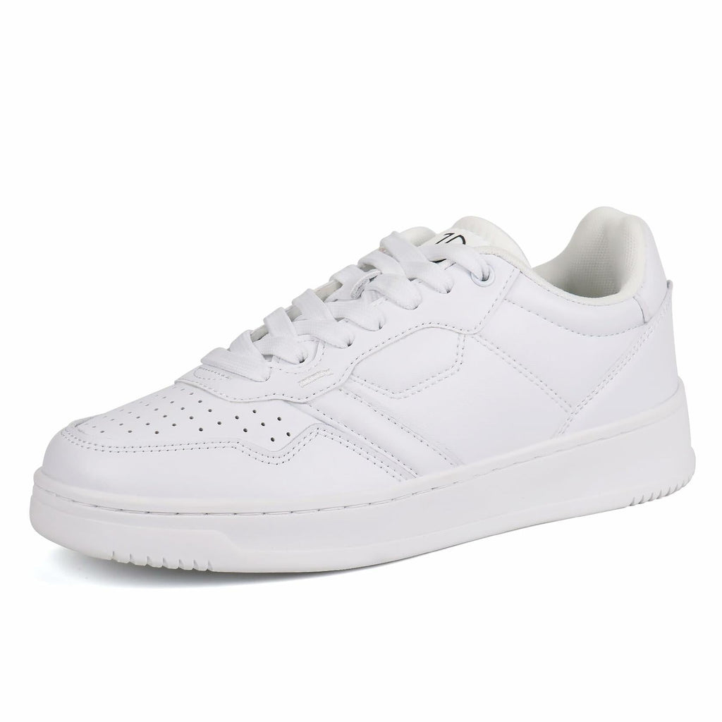JABASIC Women Genuine Leather Platform Sneakers Lace-Up White/Fuchsia Size 7