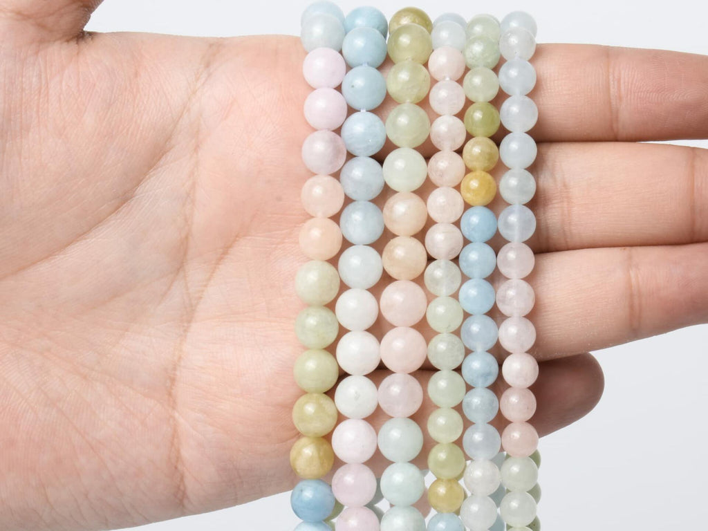 Song Xi Natural Aquamarine 6mm Round Gemstone Beads 60Pcs