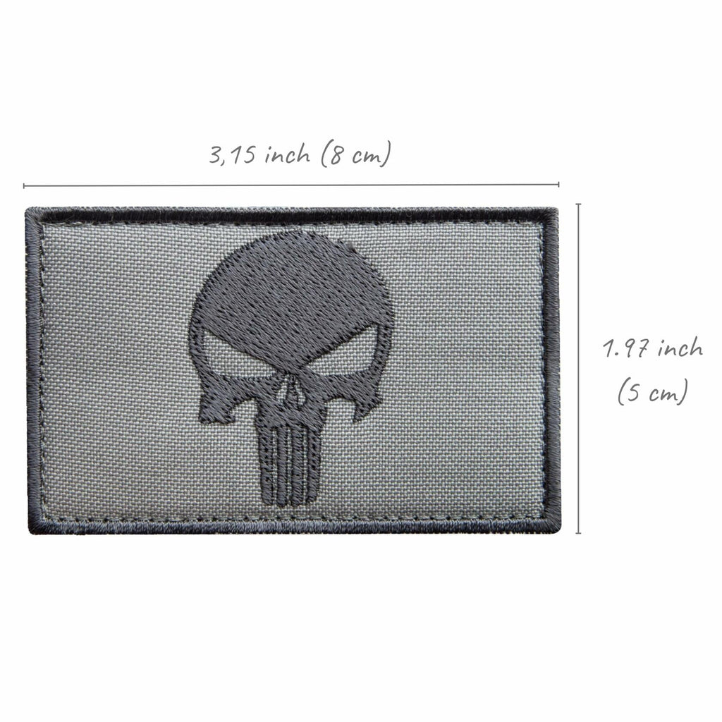 Bluyellow Tactical Skull Embroidered Patches Gray 3x2in 2pcs Set