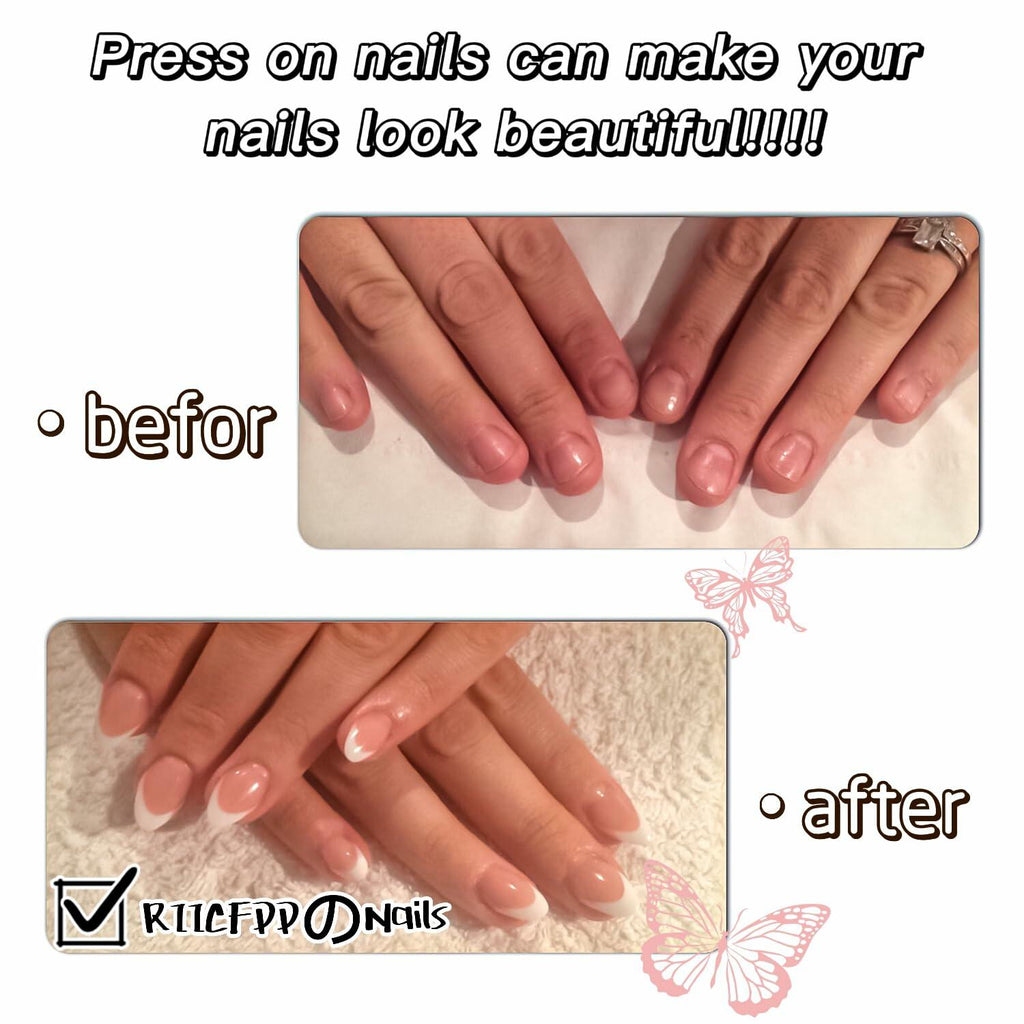 Summer Press On Nails Medium Almond Nude Pink Silver Star Rhinestones 24 Pc