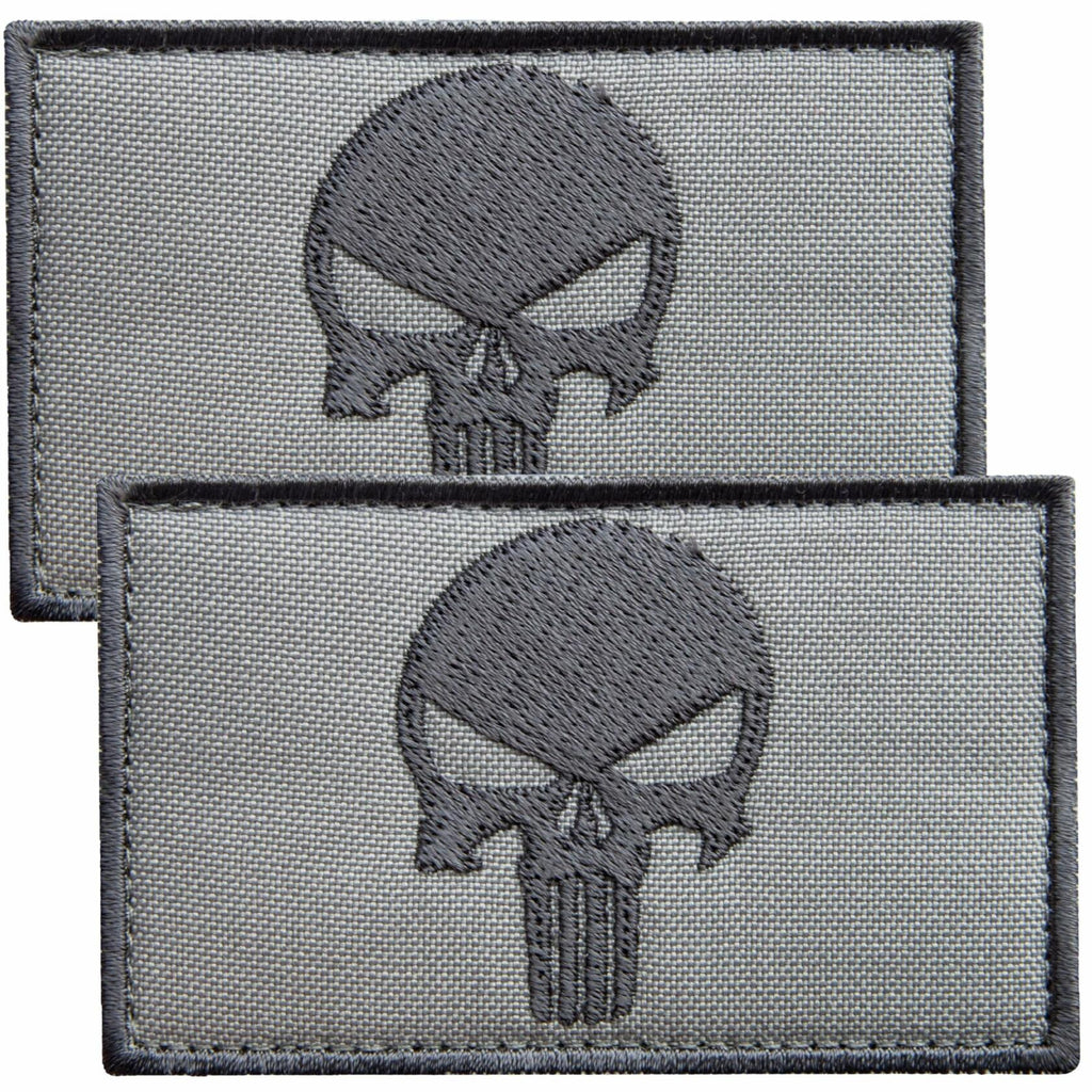 Bluyellow Tactical Skull Embroidered Patches Gray 3x2in 2pcs Set