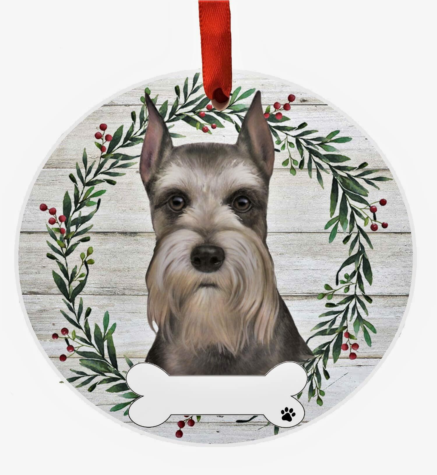 E&S Imports Schnauzer Ceramic Ornament DIY Personalizable Glazed Finish