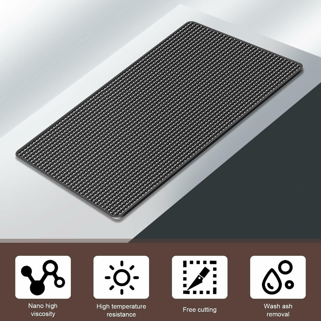 dawfall Car Anti Slip Pad 10.63x5.90in Black Washable Grid Pattern 2 PCS