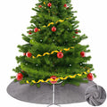 HyDren Velvet Cozy Christmas Tree Skirt Grey Brown Faux Fur 30 Inch