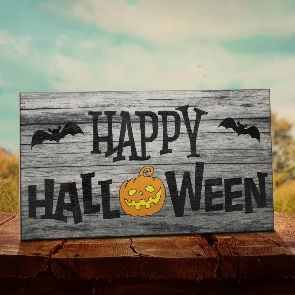 JennyGems Halloween Wooden Sign Indoor Decor Bats Pumpkin Made in USA