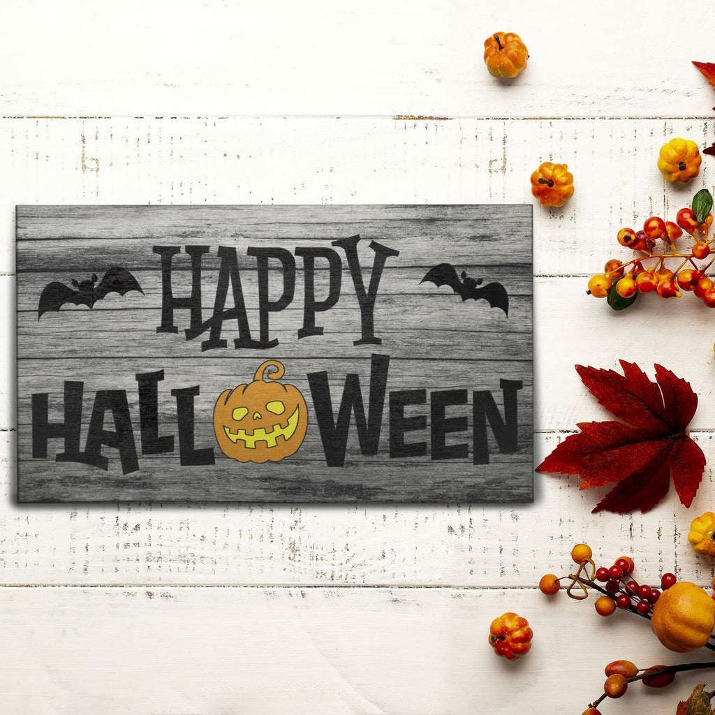 JennyGems Halloween Wooden Sign Indoor Decor Bats Pumpkin Made in USA