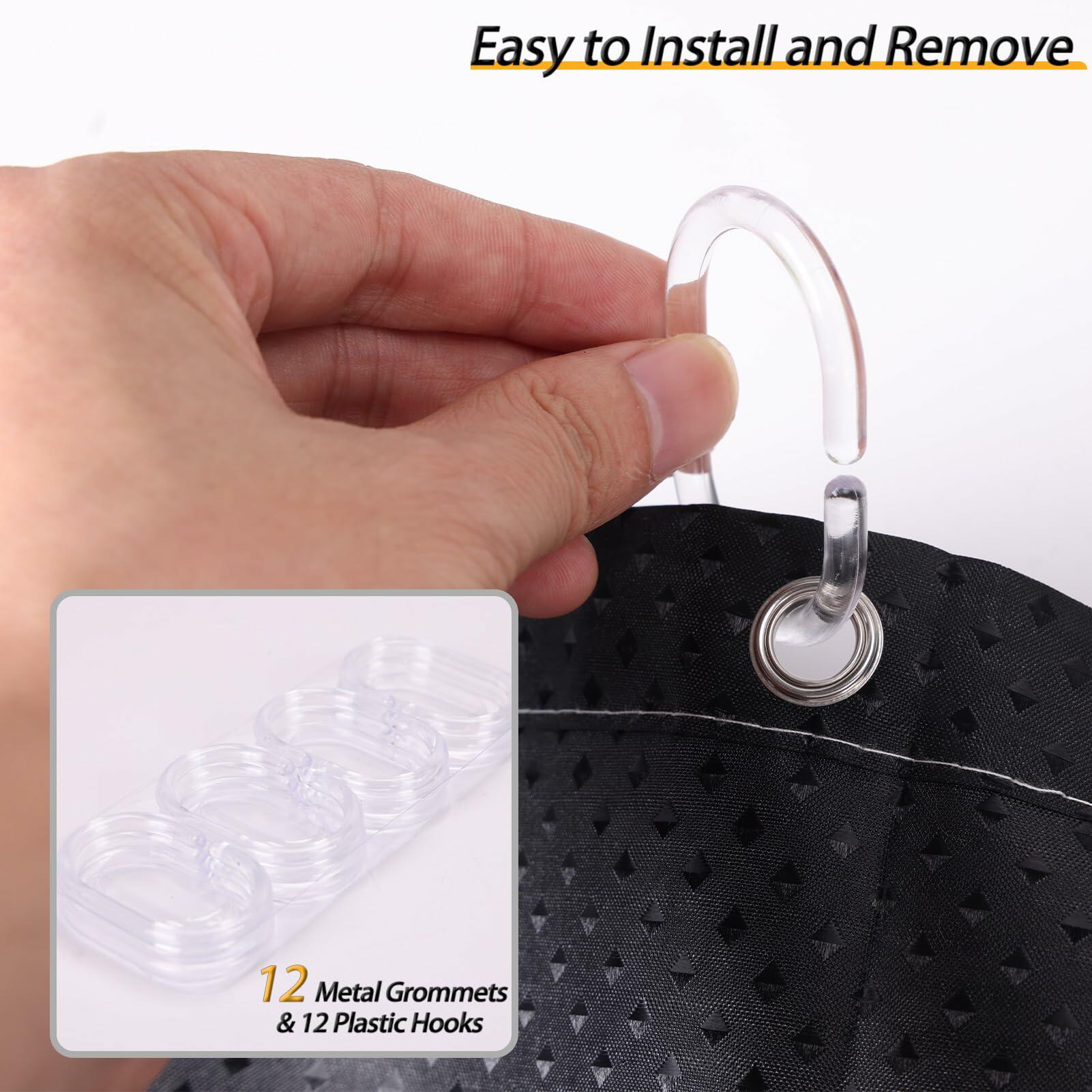 SPEPLA Shower Curtain Liner 71x71 White Waterproof Washable with Hooks