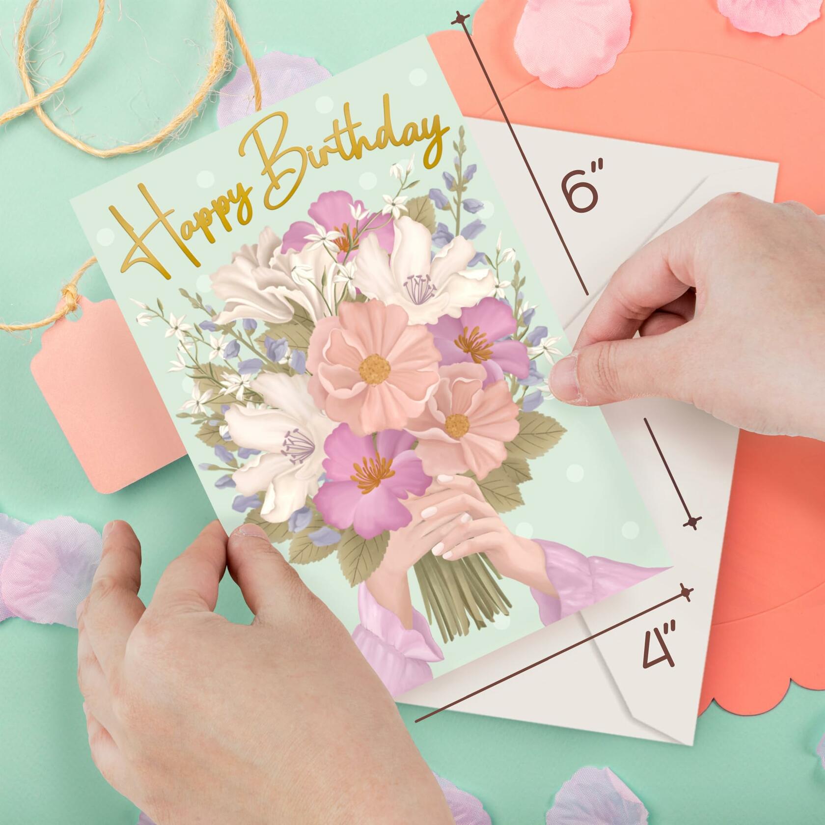 Birthday Cards Assortment Women Gold Foil 4x6 Envelopes 24 Pack
