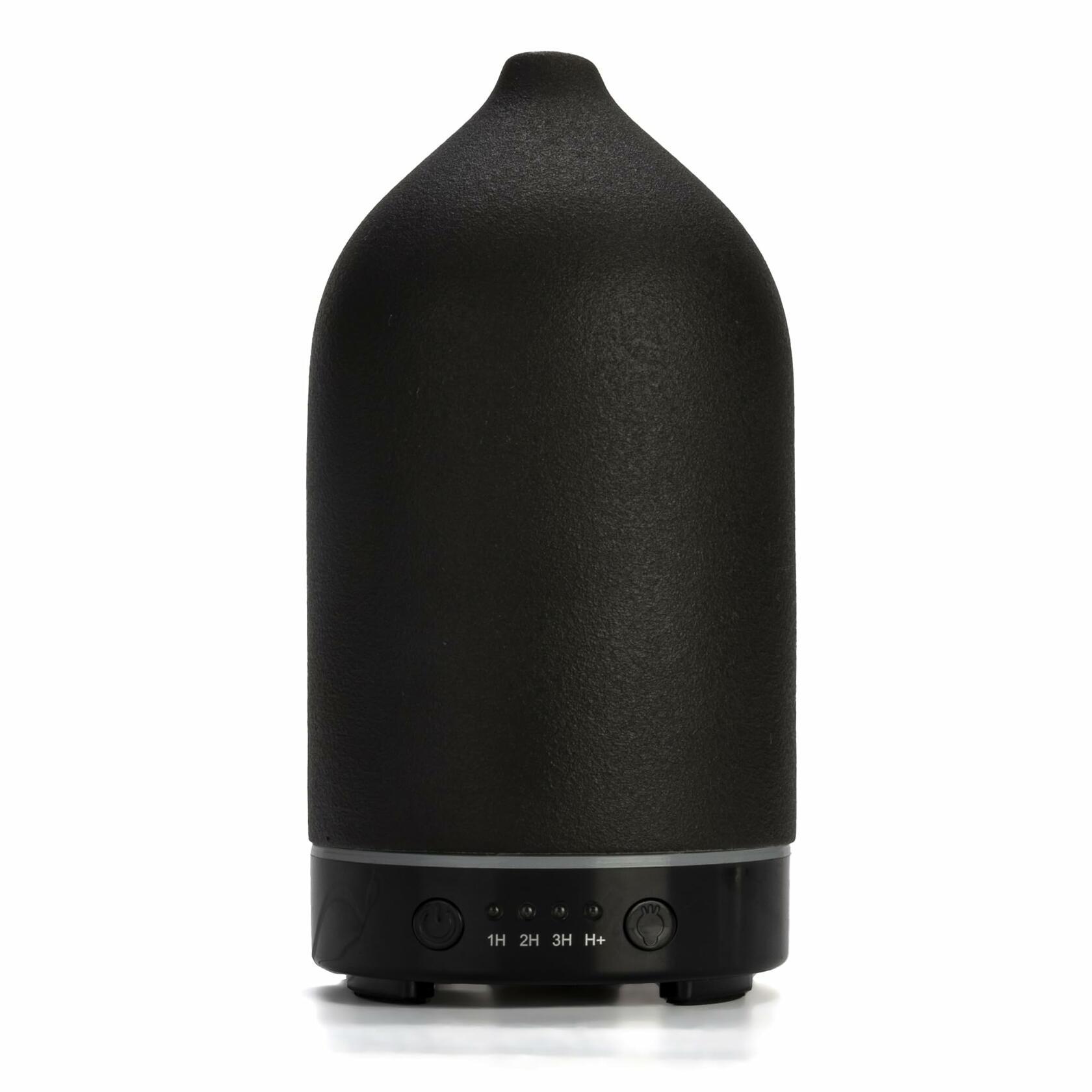 Ceramic Ultrasonic Oil Diffuser Wood Grain Black 100ML USB Adapter 7-Color LED