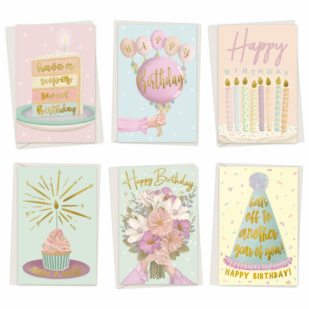 Birthday Cards Assortment Women Gold Foil 4x6 Envelopes 24 Pack