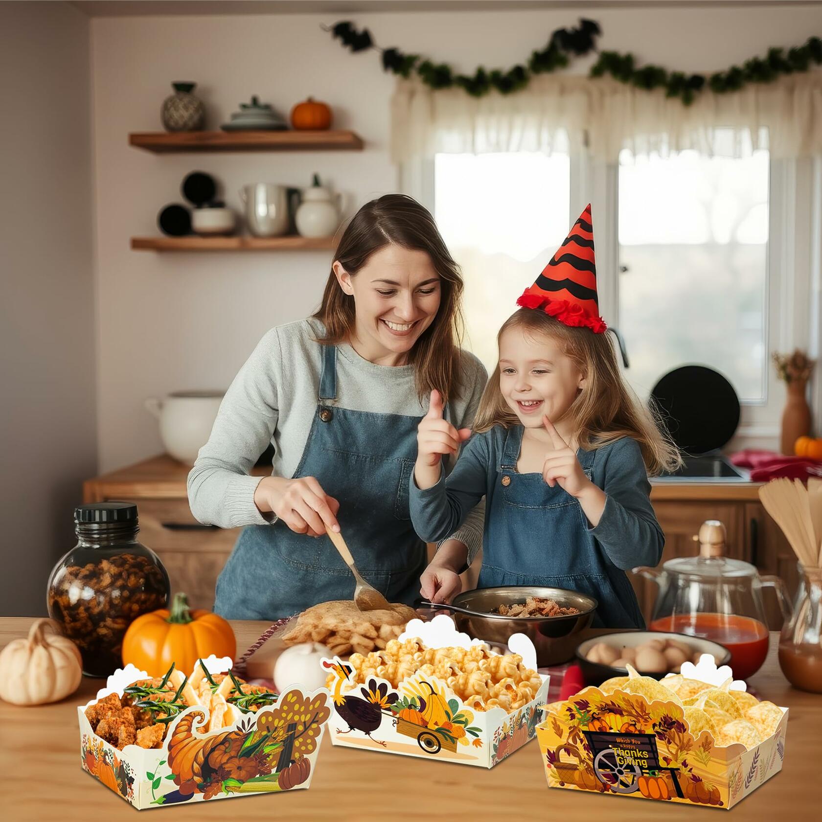 Thanksgiving Disposable Snack Bowls 24pcs Autumn Theme Party Supplies