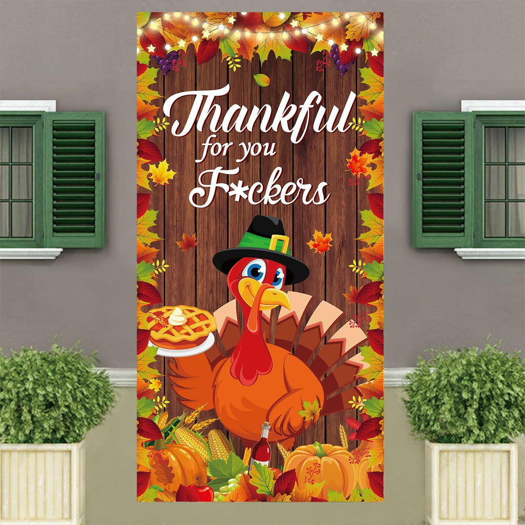 Friendsgiving Party Door Cover Banner Large Autumn 6x2.9 Ft Backdrop