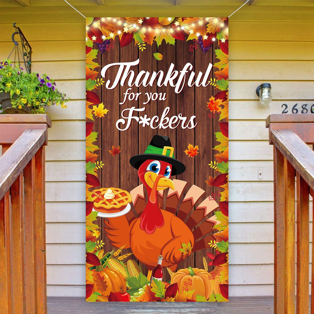 Friendsgiving Party Door Cover Banner Large Autumn 6x2.9 Ft Backdrop