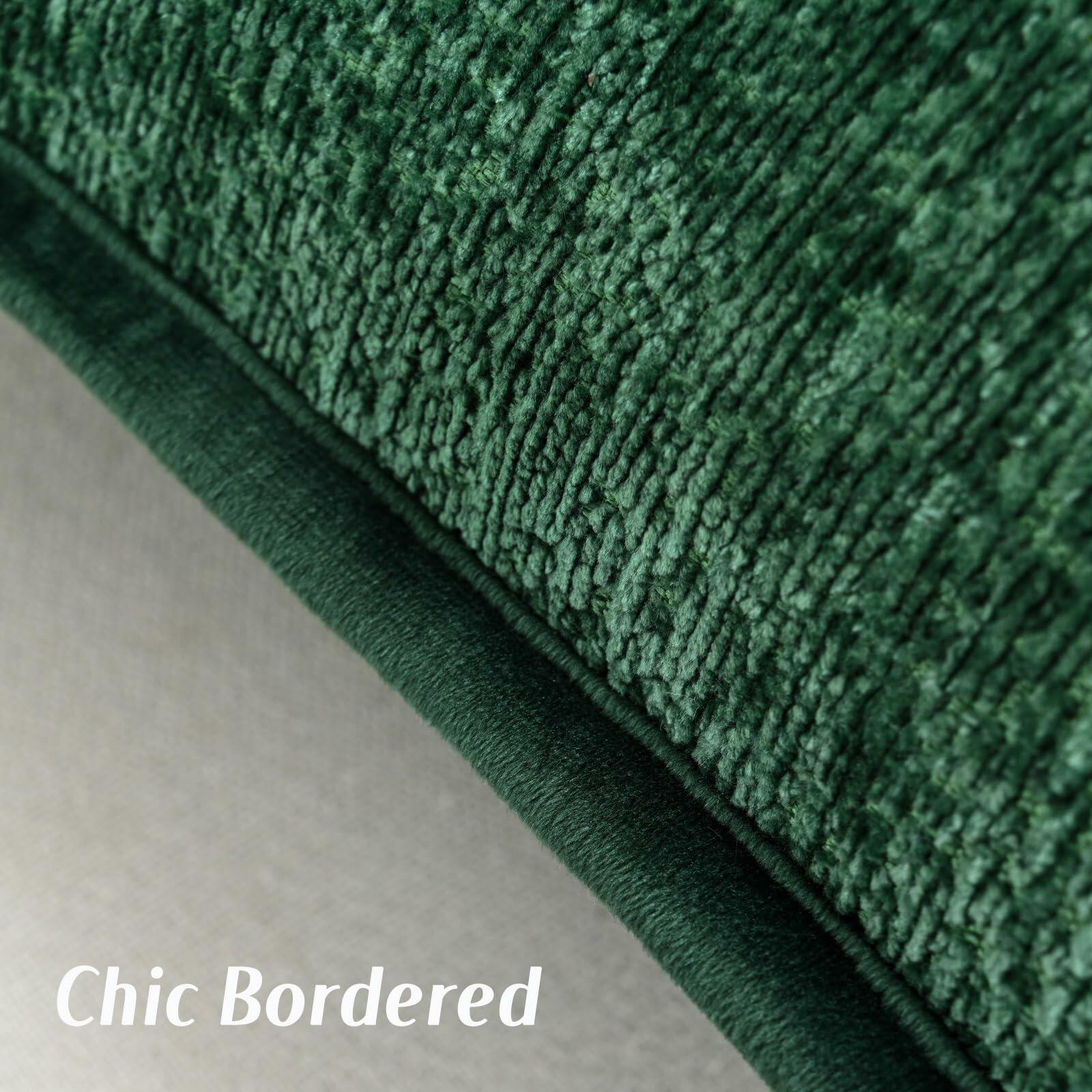 FUTEI Dark Green Chenille Throw Pillow Covers 26x26 Inch Set of 2