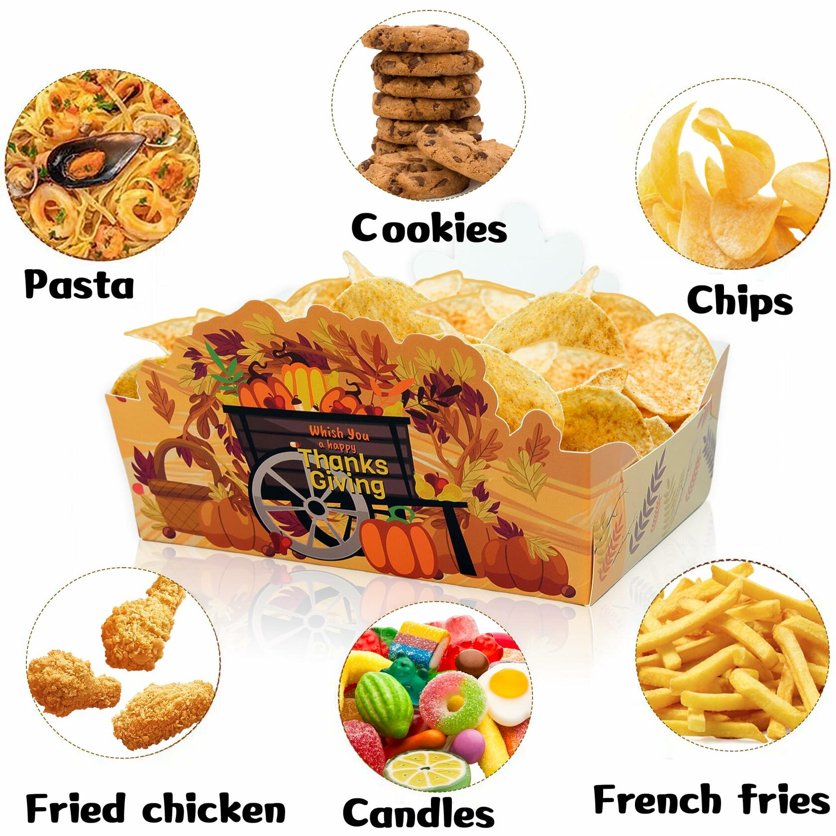 Thanksgiving Disposable Snack Bowls 24pcs Autumn Theme Party Supplies