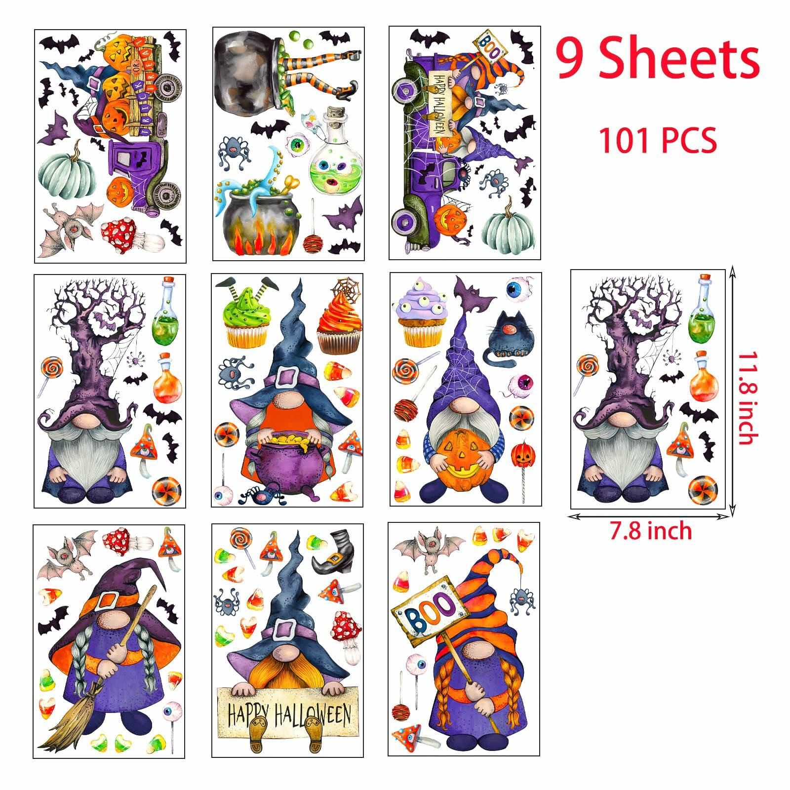 RUOKEXIN Halloween Window Stickers 101 Pcs Double-Sided Removable Decals