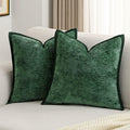 FUTEI Dark Green Chenille Throw Pillow Covers 26x26 Inch Set of 2