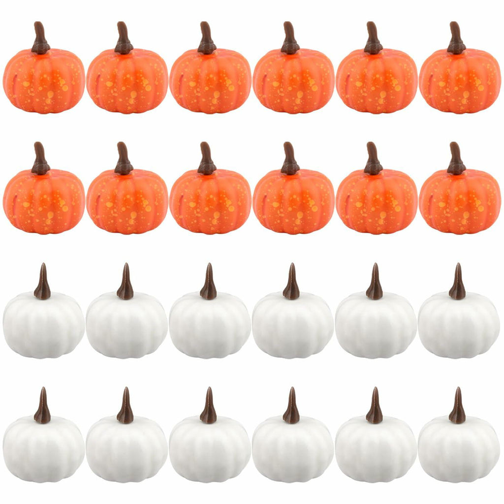Reicyfang 24 Pcs Mini Artificial Pumpkin Decor Rustic Harvest Orange Set